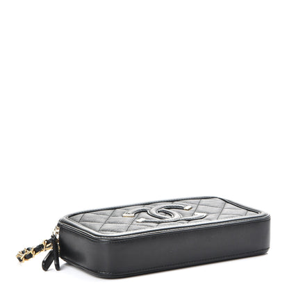 Chanel Caviar Quilted CC Filigree Clutch With Chain Black 5 of 10