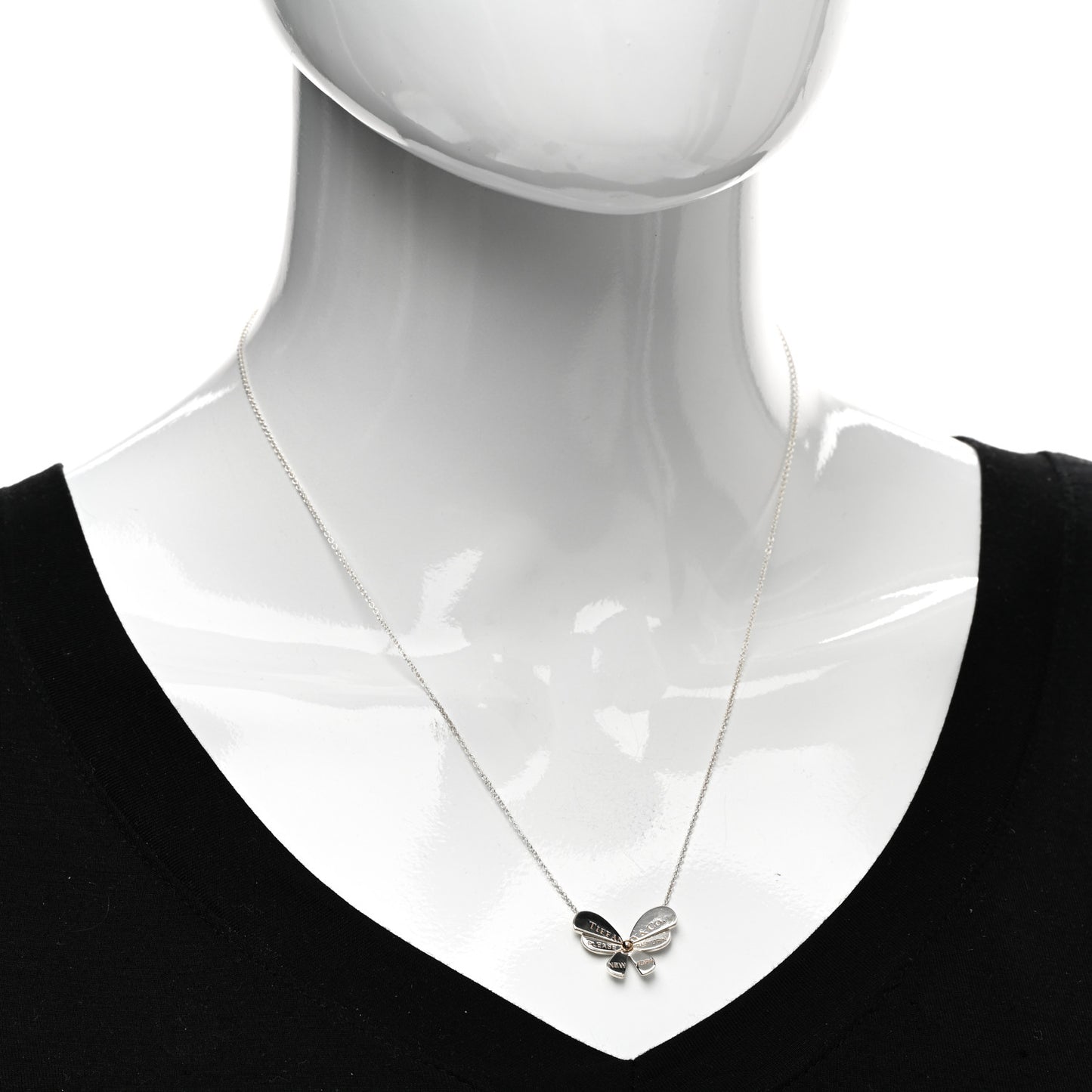 Sterling Silver 18K Rose Gold Return to Tiffany Love Bugs Butterfly Pendant Necklace