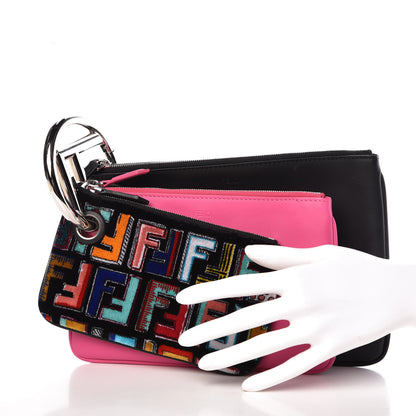 Fendi Calfskin Velvet F is Fun Fair Triplette Pouch Set Multicolor 2 of 9