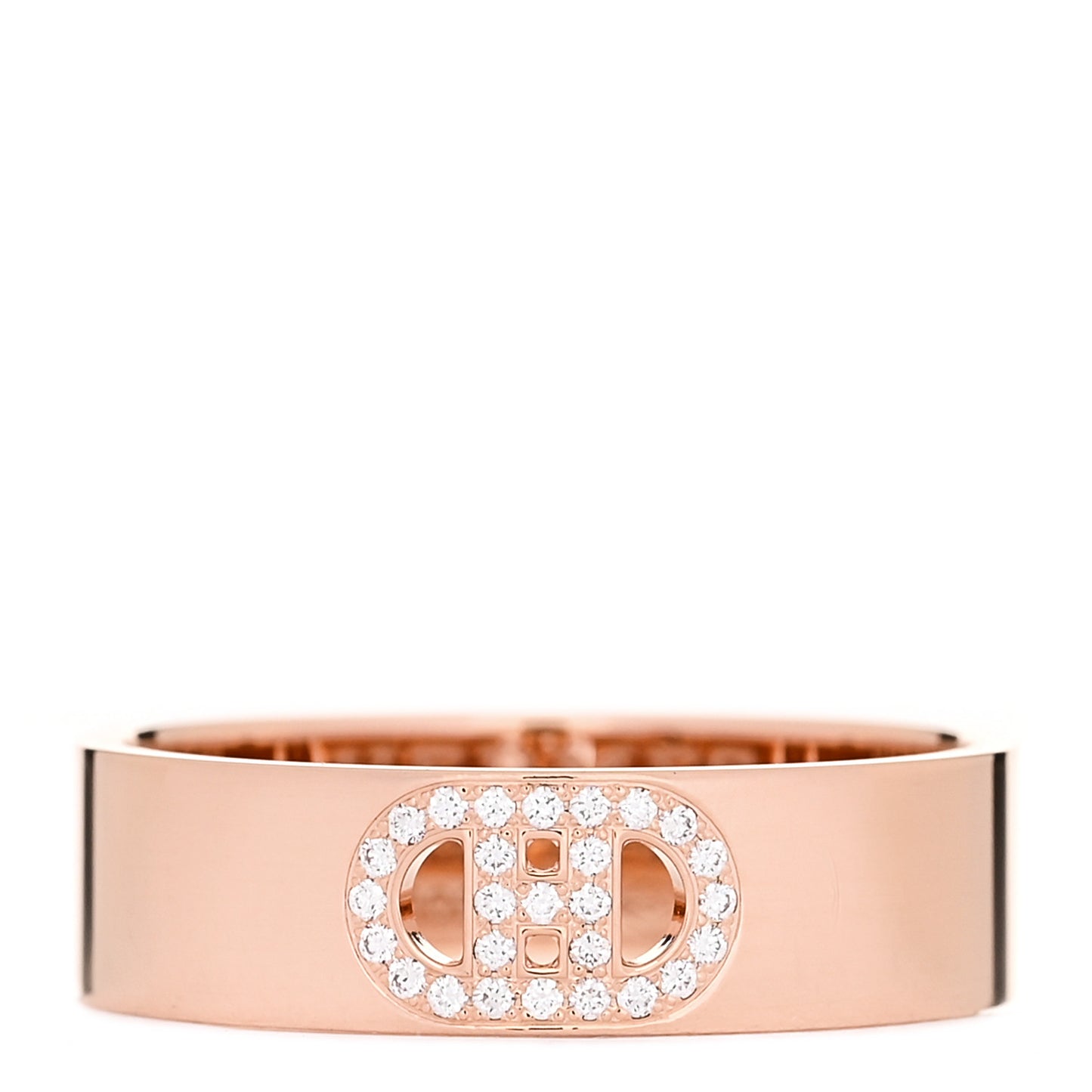 18K Rose Gold Diamond PM H D'Ancre Ring 56 7.75