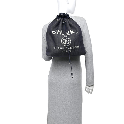 Chanel Canvas Large Deauville Backpack Denim Blue 2 of 15