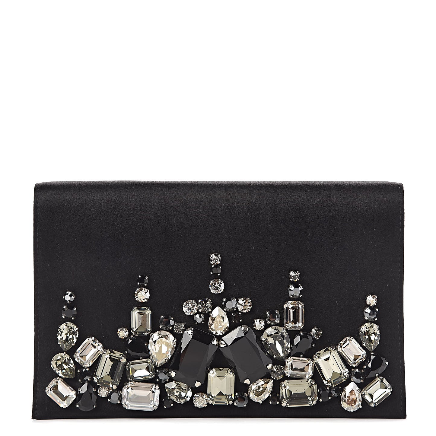 Satin Crystal Clutch Black