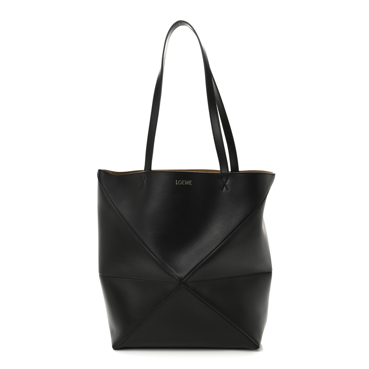 Loewe Shiny Calfskin Medium Puzzle Fold Tote Black 1 of 9