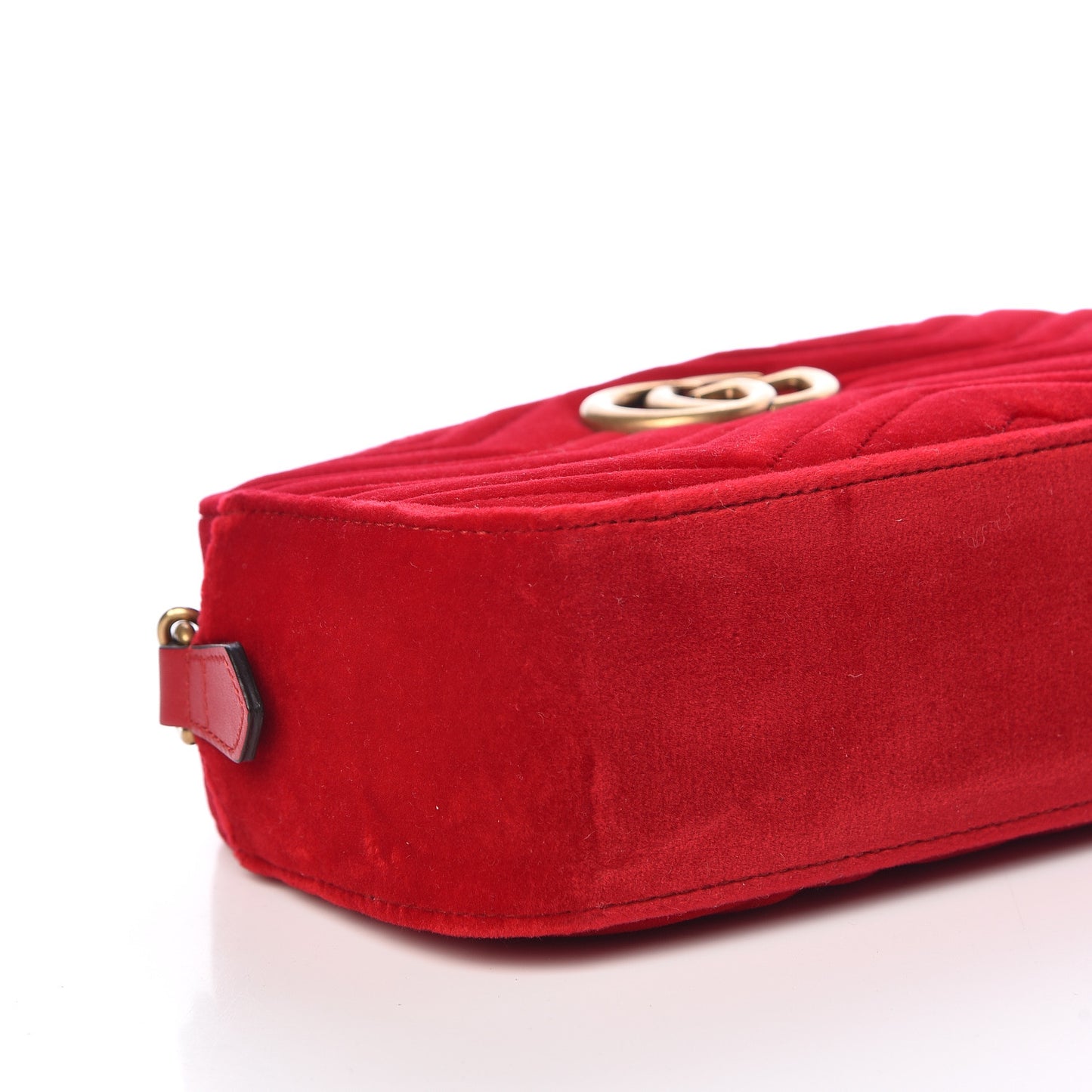 Velvet Matelasse Small GG Marmont Chain Shoulder Bag Hibiscus Red