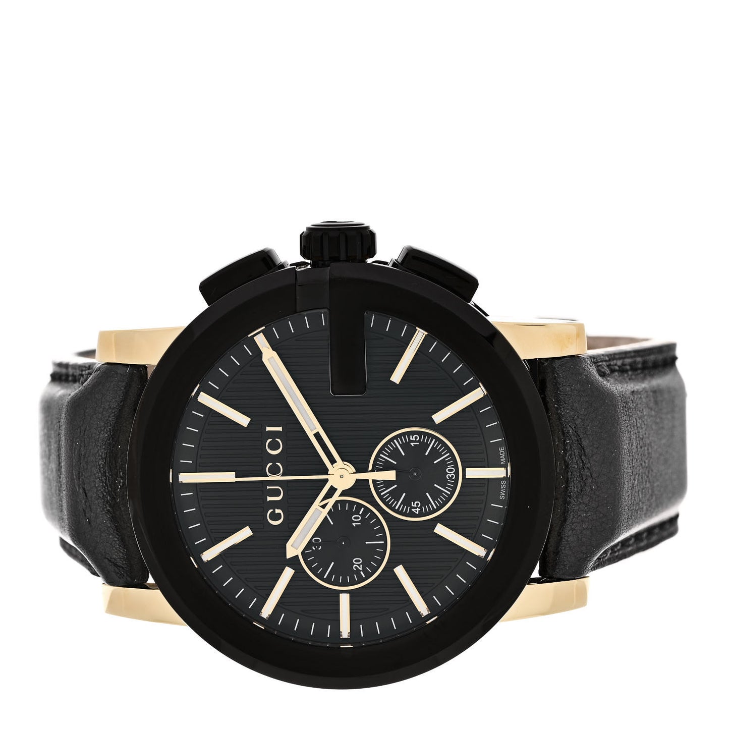 PVD Stainless Steel Calfskin 44mm G-Chrono Quartz Watch Black