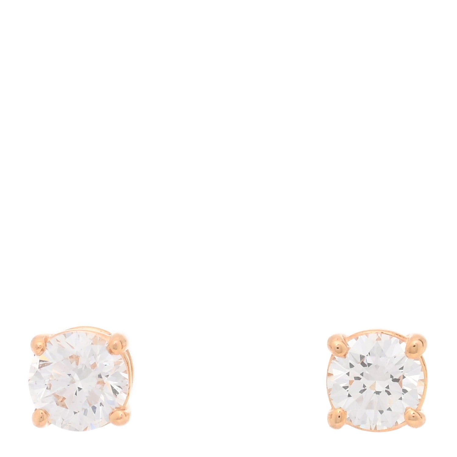 Tiffany 18K Rose Gold Diamond .28ctw Solitaire Earrings 1 of 4