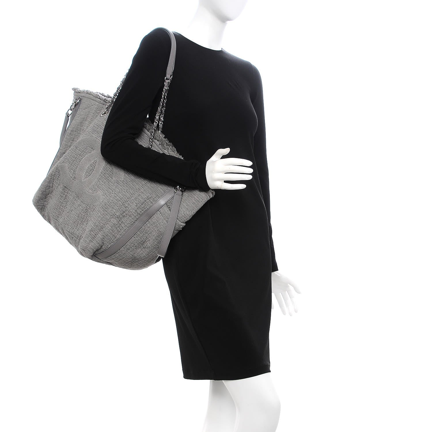 Chanel Canvas Large Double Face Shopping Tote Grey 2 of 7