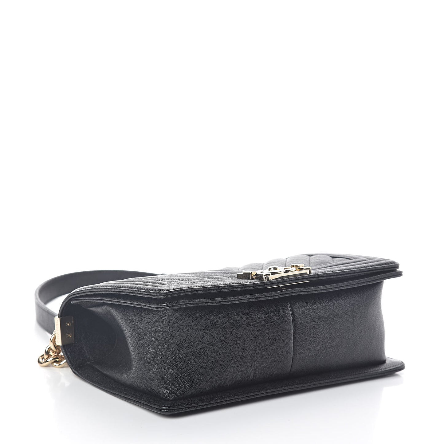 Caviar Chevron Quilted Medium Boy Flap Black
