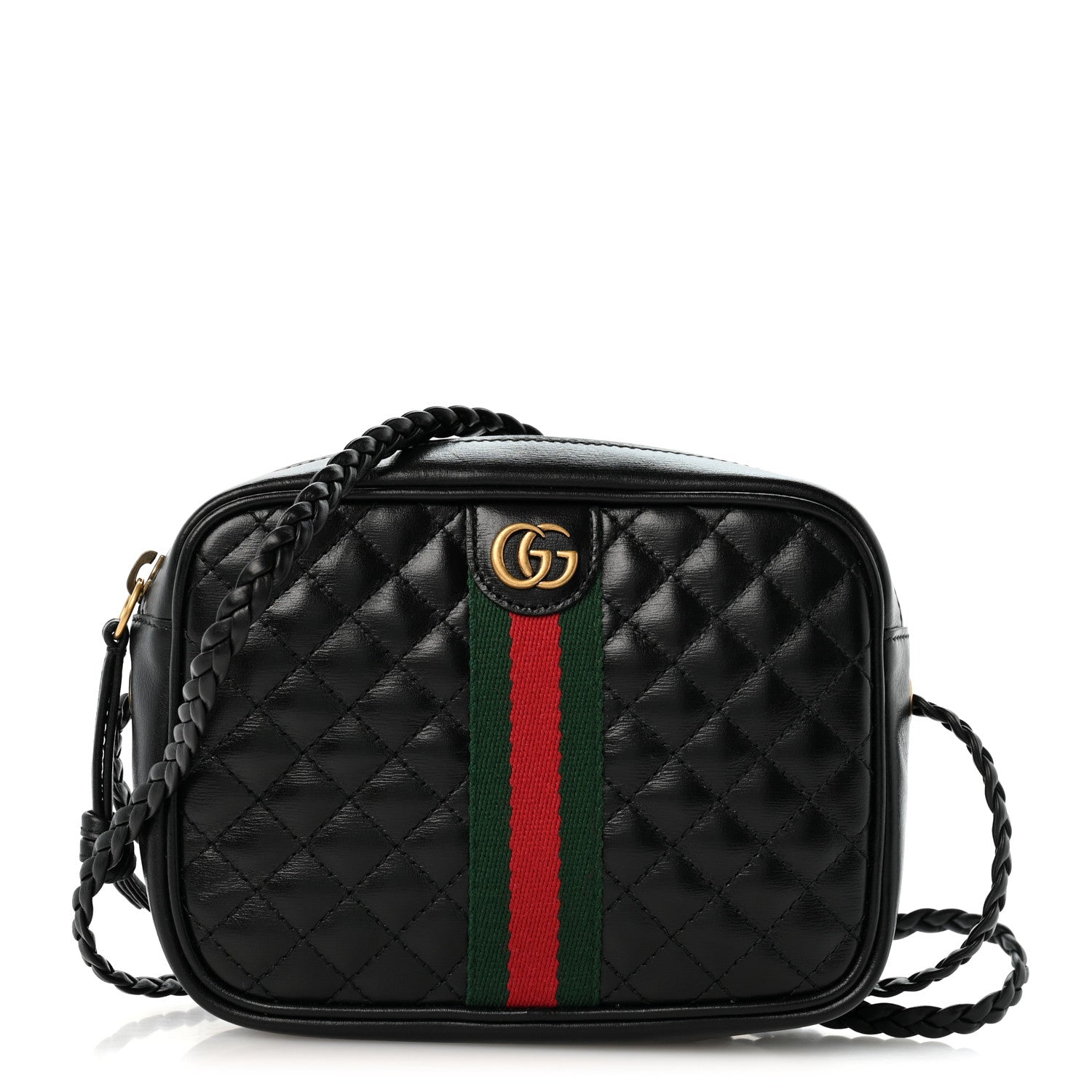 Gucci Calfskin Trapuntata Web Mini GG Shoulder Bag Black 1 of 12