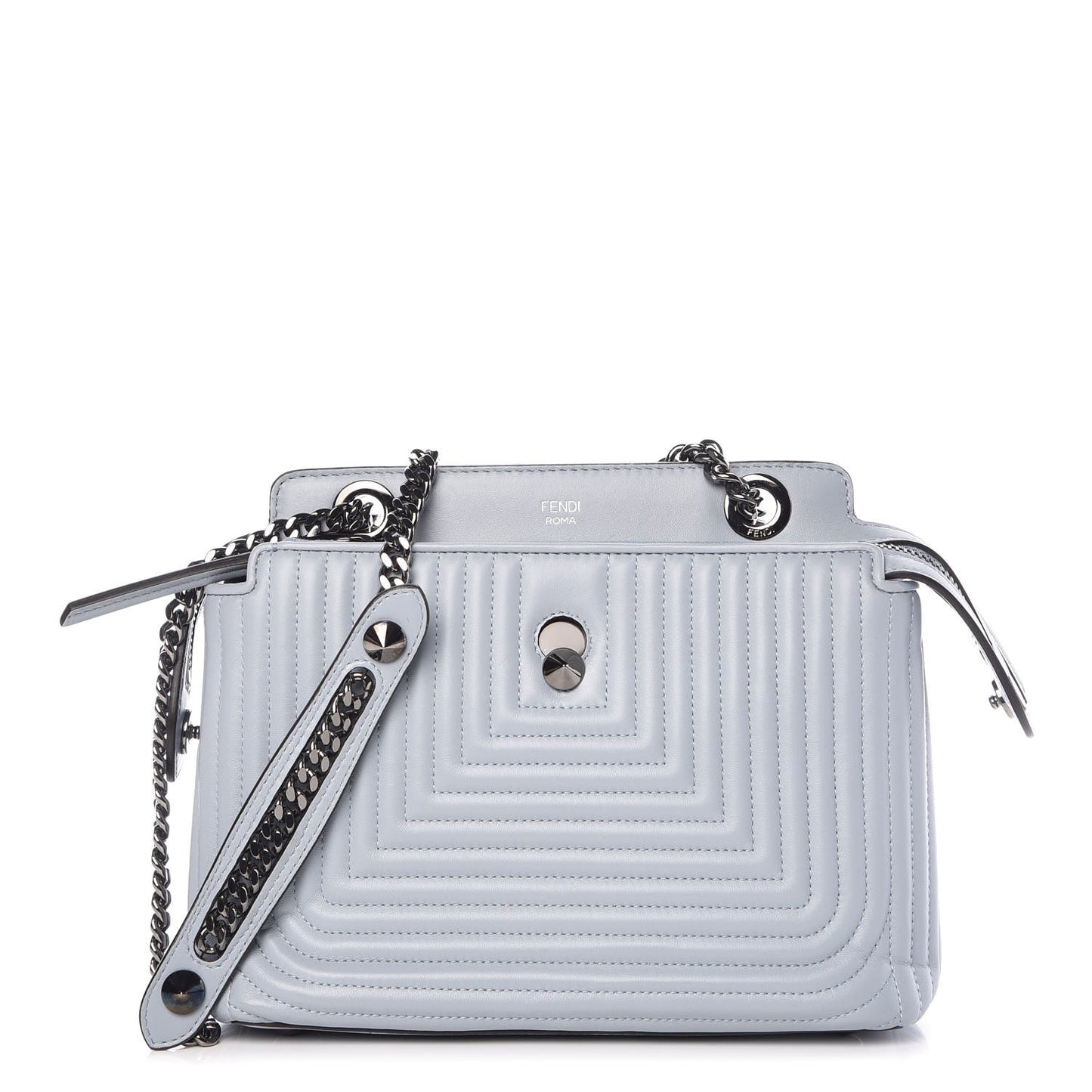 Shiny Nappa Trapuntata Chain Small DotCom Click Chain Satchel Light Blue