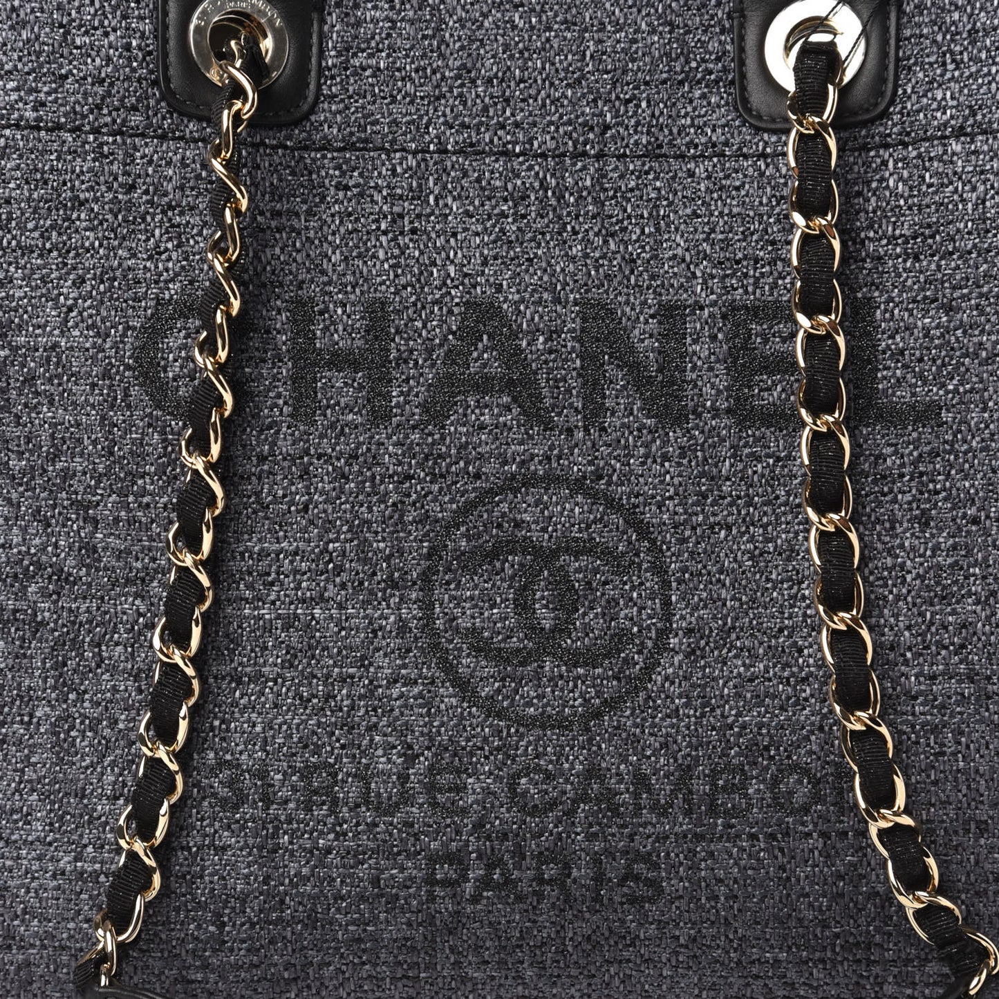 Woven Straw Raffia Medium Deauville Tote Grey