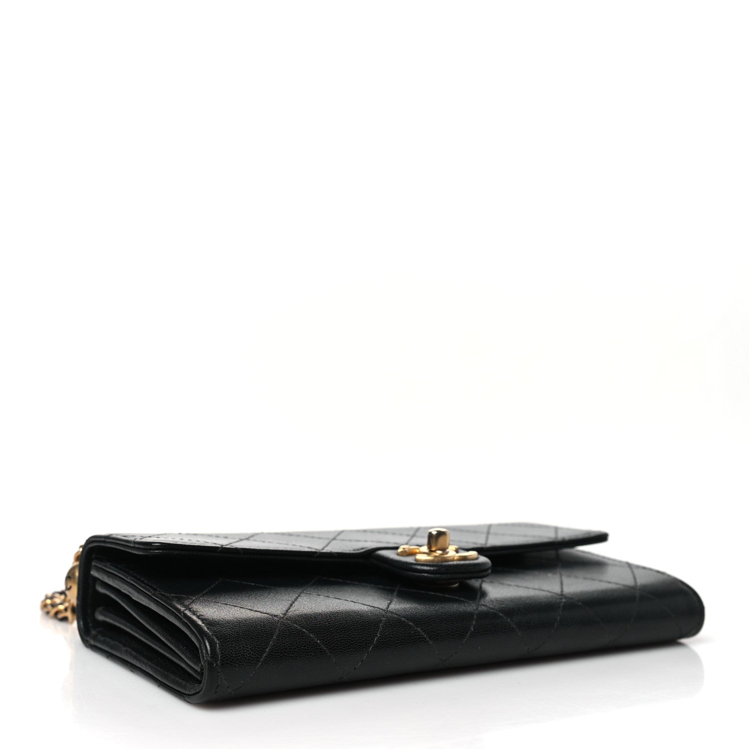 Chanel Goatskin Quilted Chic Pearls Clutch With Chain Black 4 of 13
