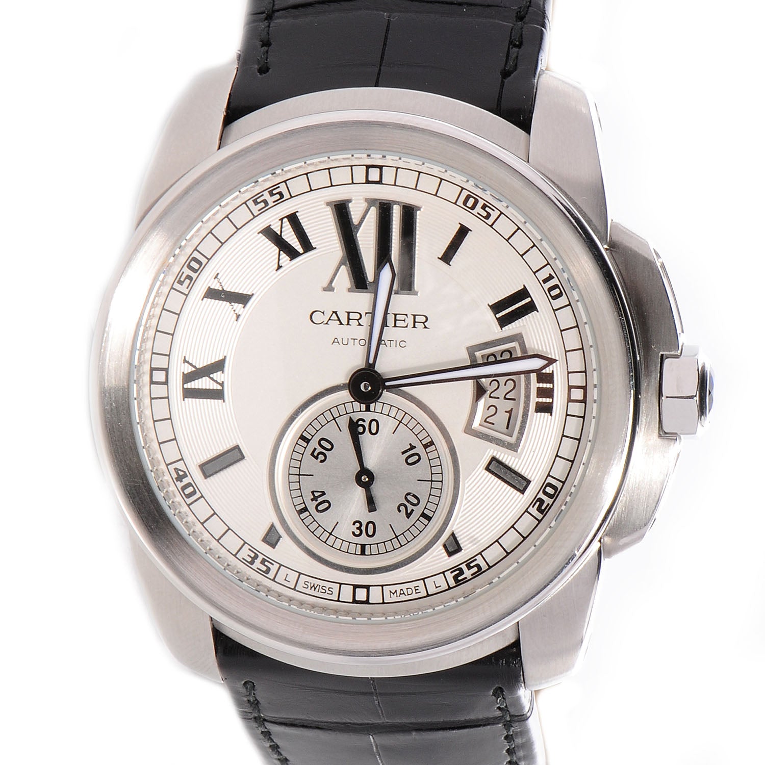 Cartier Stainless Steel Alligator 42mm Calibre de Cartier Automatic Watch 1 of 9