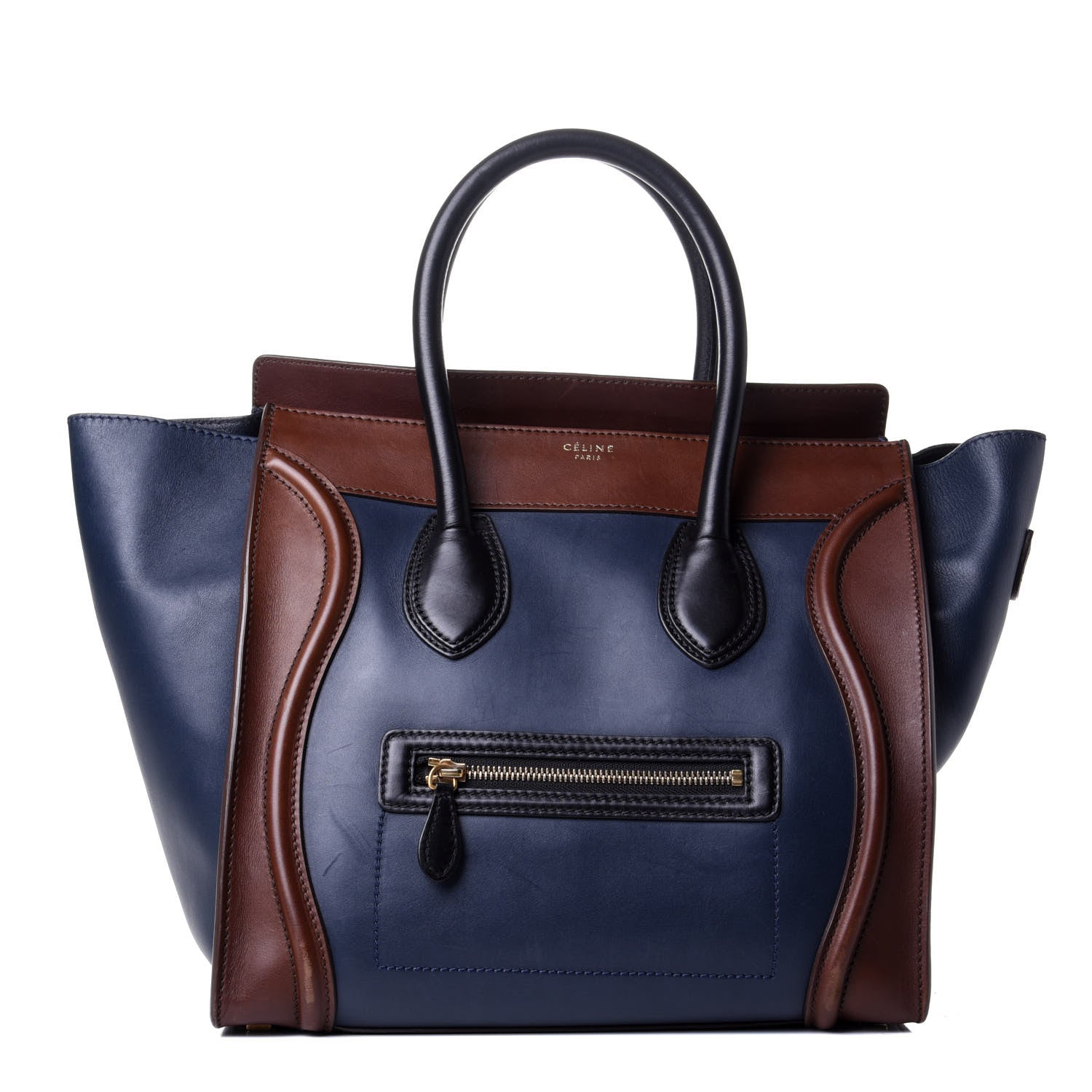 Celine Smooth Calfskin Mini Tri-Color Luggage Navy 1 of 10
