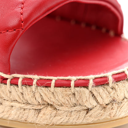 Prada Nappa Logo Quilted Espadrille 20mm Slide Sandals 38 Red 10 of 12