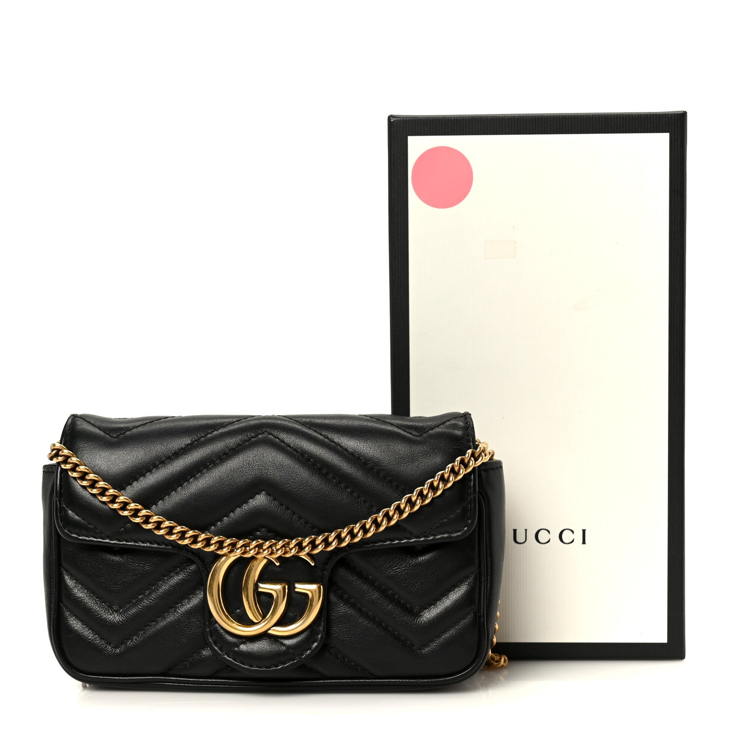 Gucci Calfskin Matelasse Super Mini GG Marmont Shoulder Bag Black 11 of 11