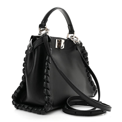 Fendi Nappa Lace Up Mini Peekaboo Iconic Satchel Black 3 of 11