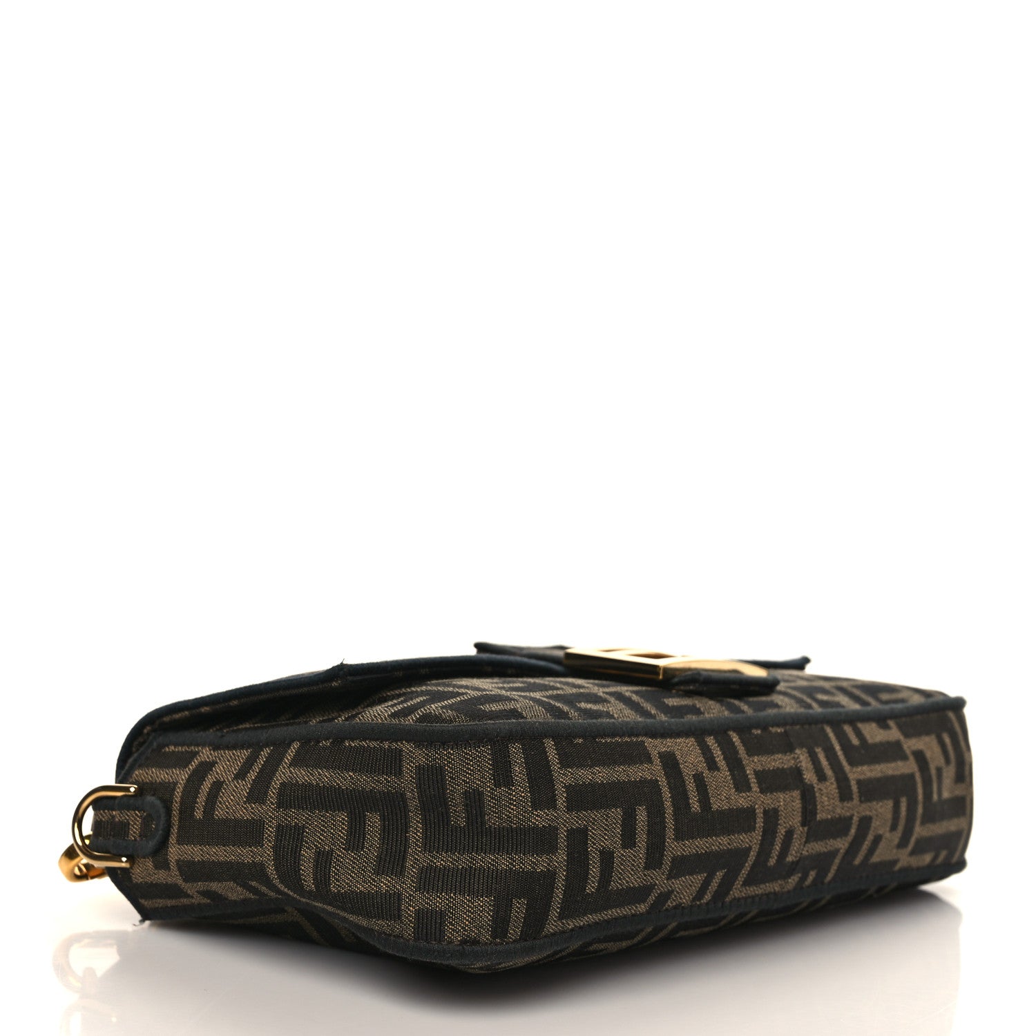 Fendi Fabric Jacquard FF 1974 Medium Baguette Tobacco Moro Black 4 of 10