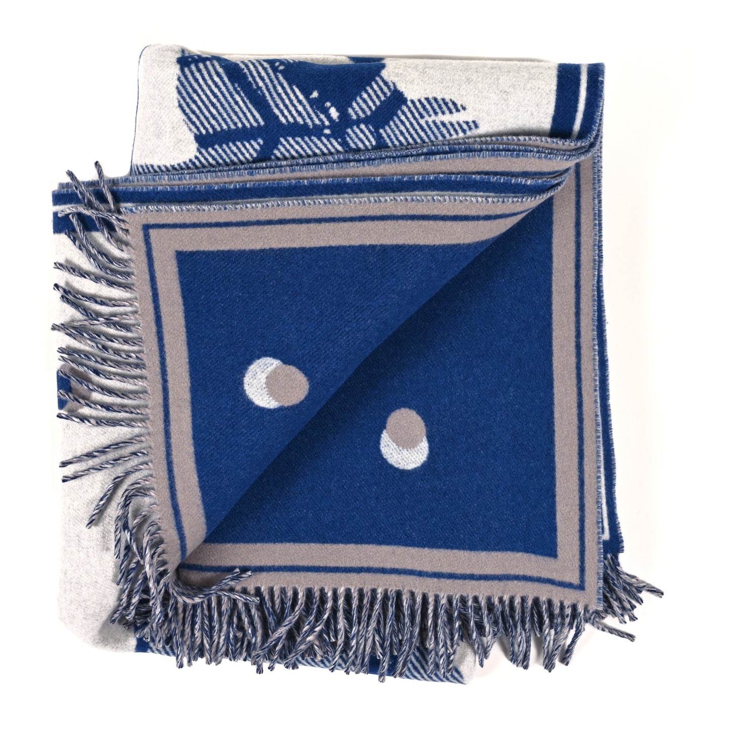 Merinos Wool Cashmere Cheval Cabriolet Blanket Indigo