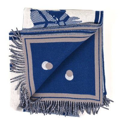 Hermes Merinos Wool Cashmere Cheval Cabriolet Blanket Indigo 4 of 7