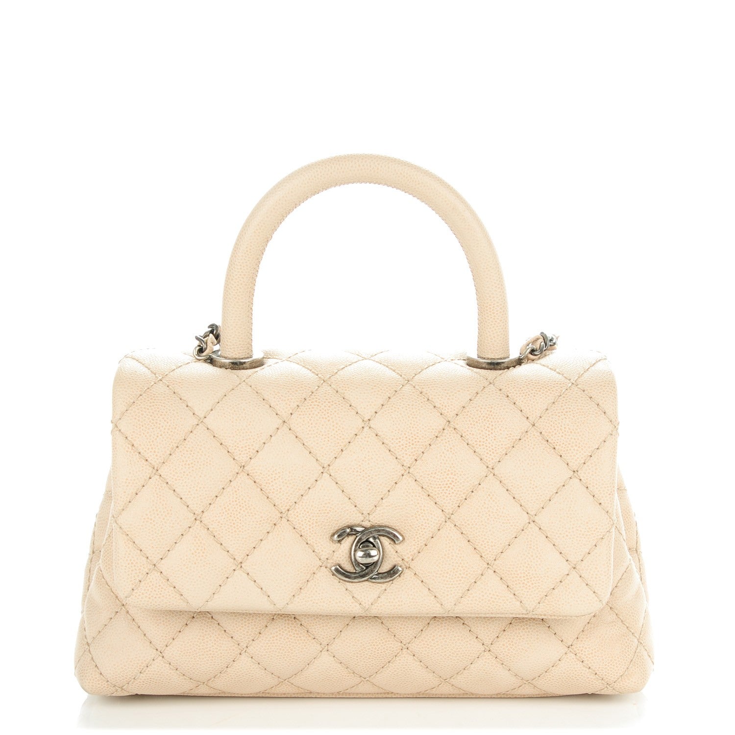 Chanel Caviar Quilted Mini Coco Handle Flap Light Beige 1 of 8