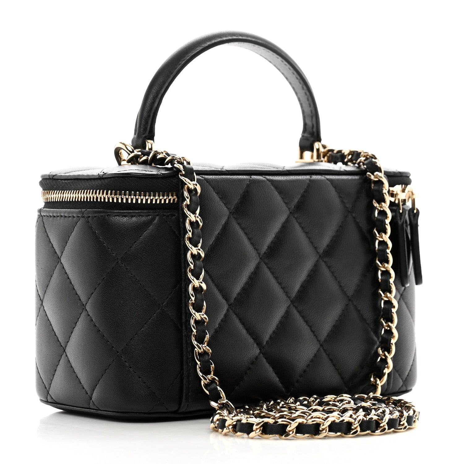 Chanel Lambskin Quilted Small Top Handle Vanity Case With Chain Black 2 of 9