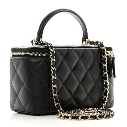 Chanel Lambskin Quilted Small Top Handle Vanity Case With Chain Black 2 of 9