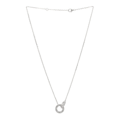 Cartier 18K White Gold Diamond Interlocking LOVE Paved Necklace 3 of 3