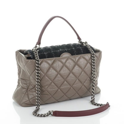 Chanel Aged Calfskin Tweed Large Quilted Portobello Tote Grey 3 of 7
