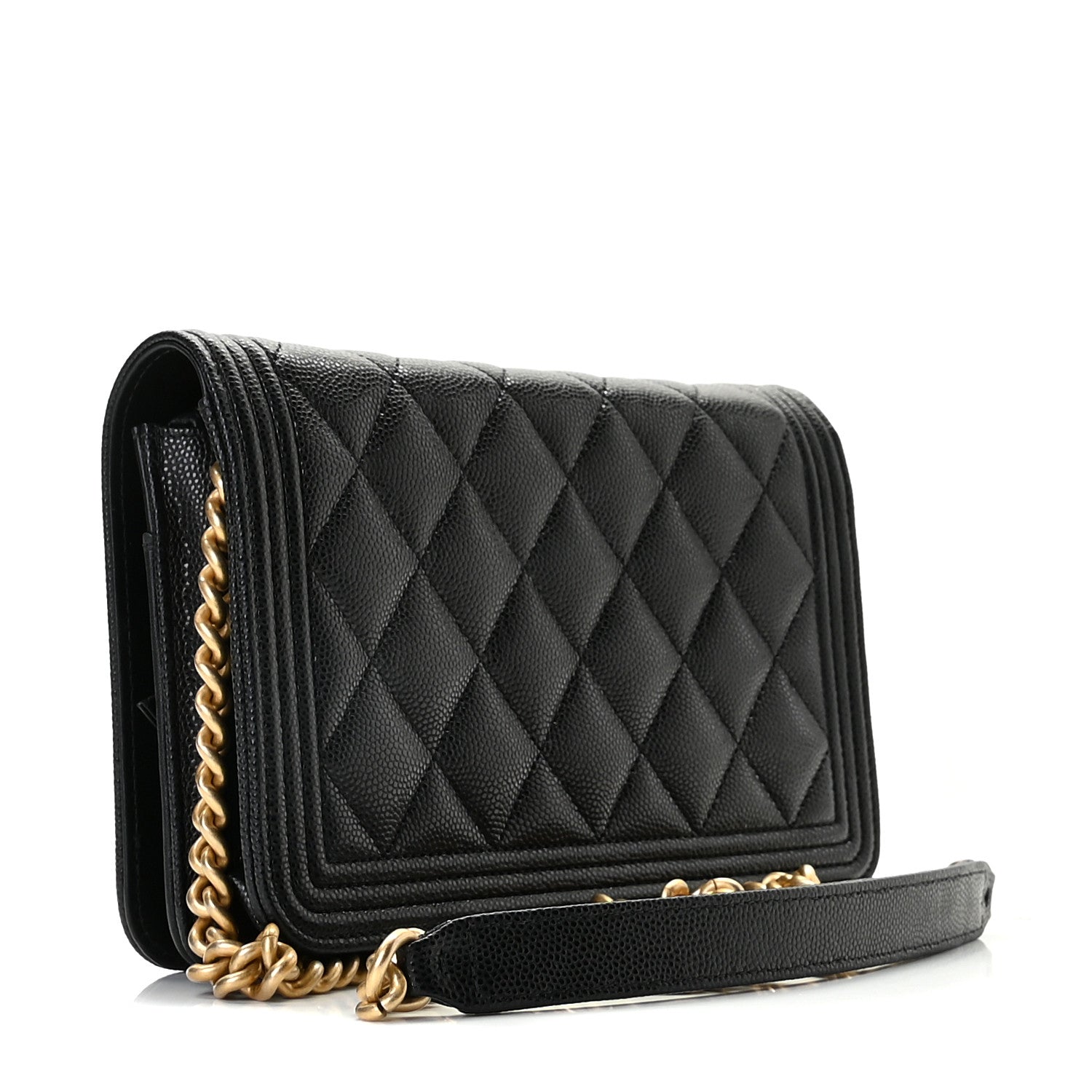 Chanel Caviar Quilted Boy Wallet On Chain WOC Black 2 of 13