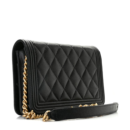 Chanel Caviar Quilted Boy Wallet On Chain WOC Black 2 of 13