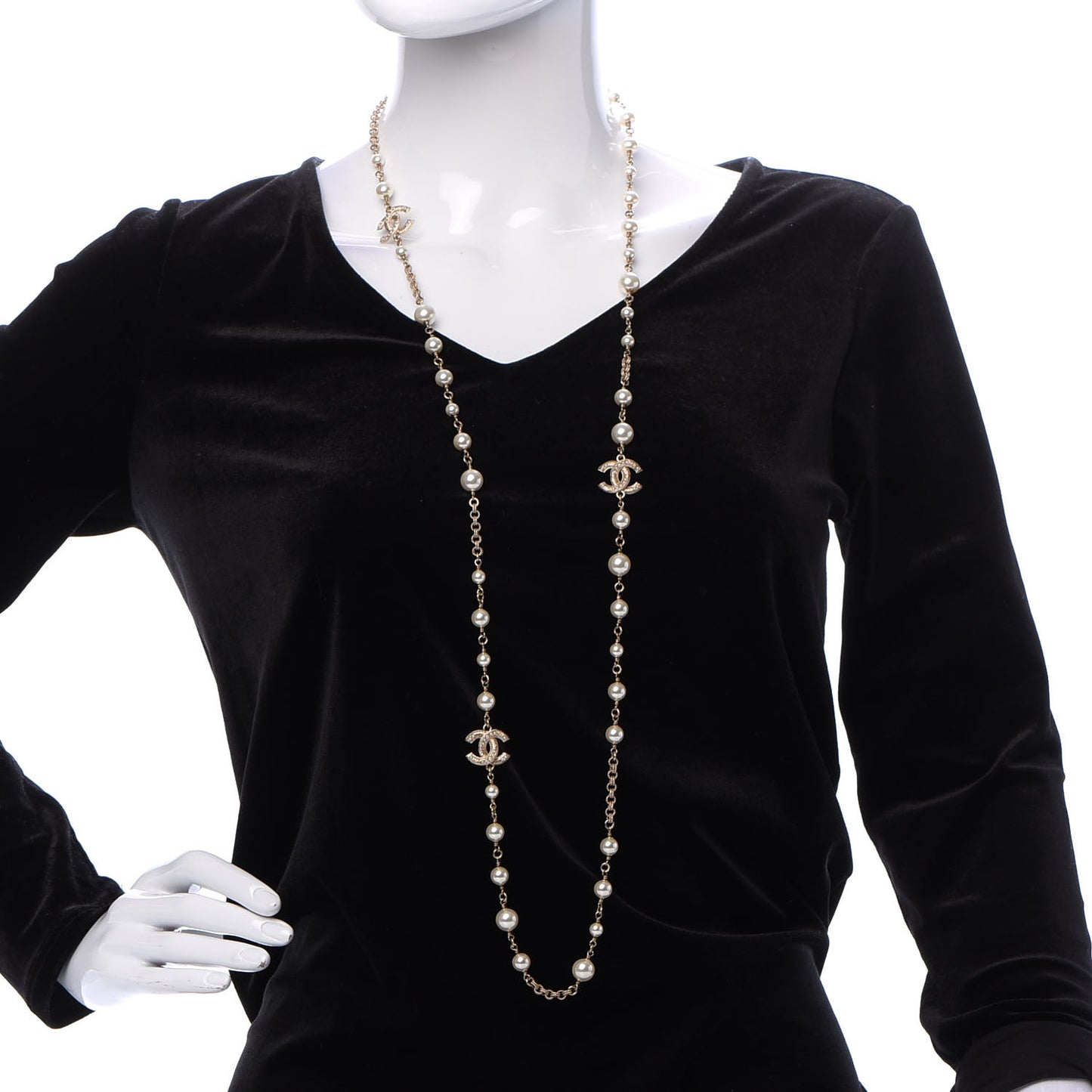Pearl CC Necklace Light Gold