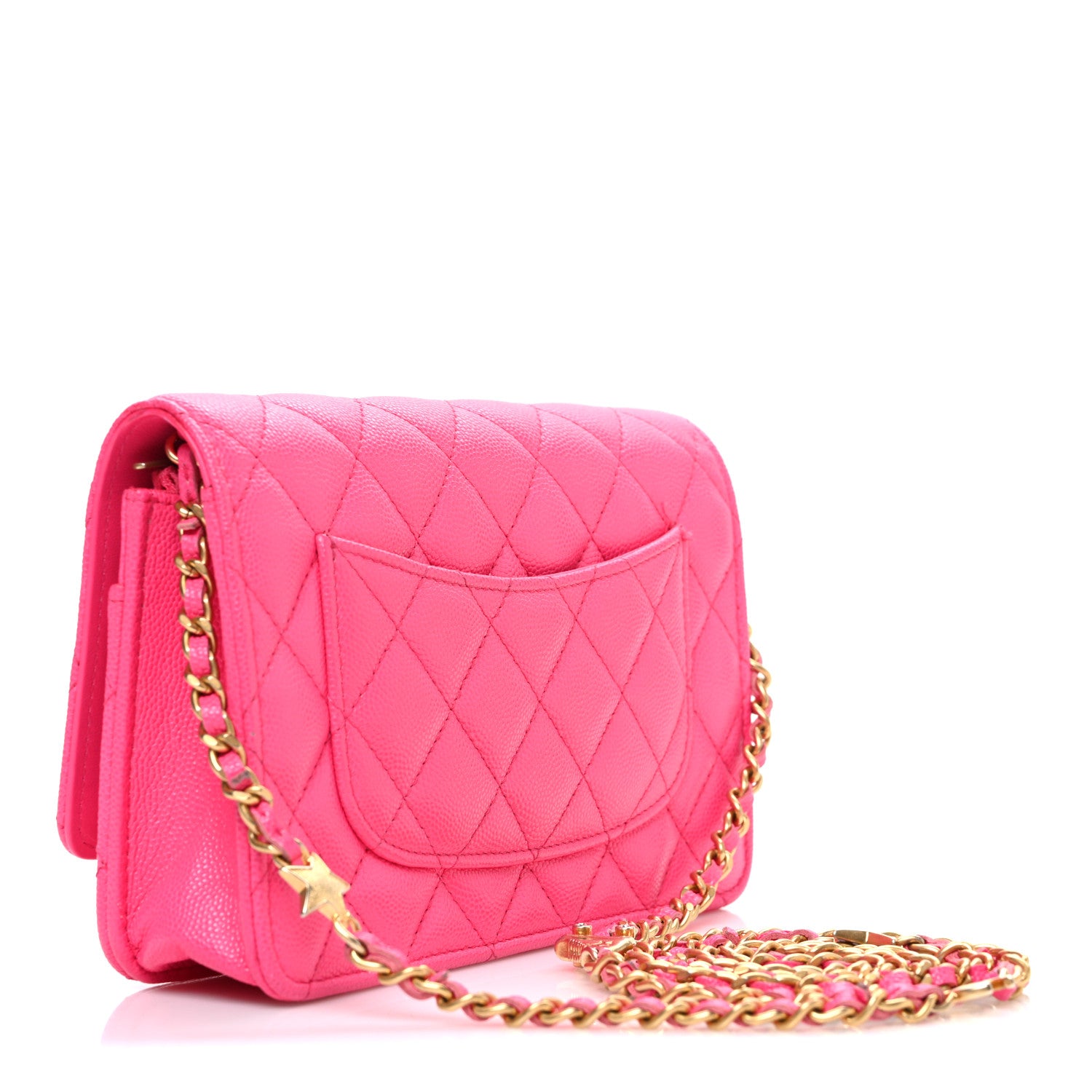 Chanel Caviar Quilted Glitter CC Roller Skate Wallet on Chain WOC Pink 3 of 11