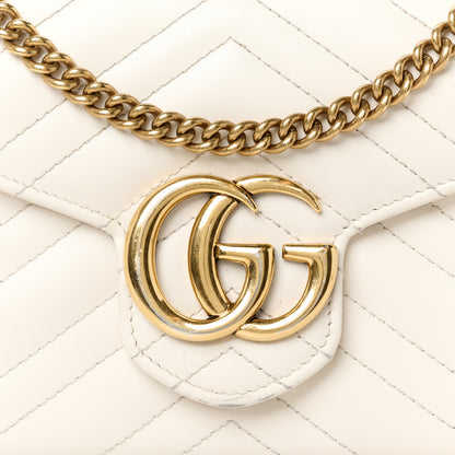 Gucci Calfskin Matelasse GG Marmont Chain Wallet Mystic White 8 of 14