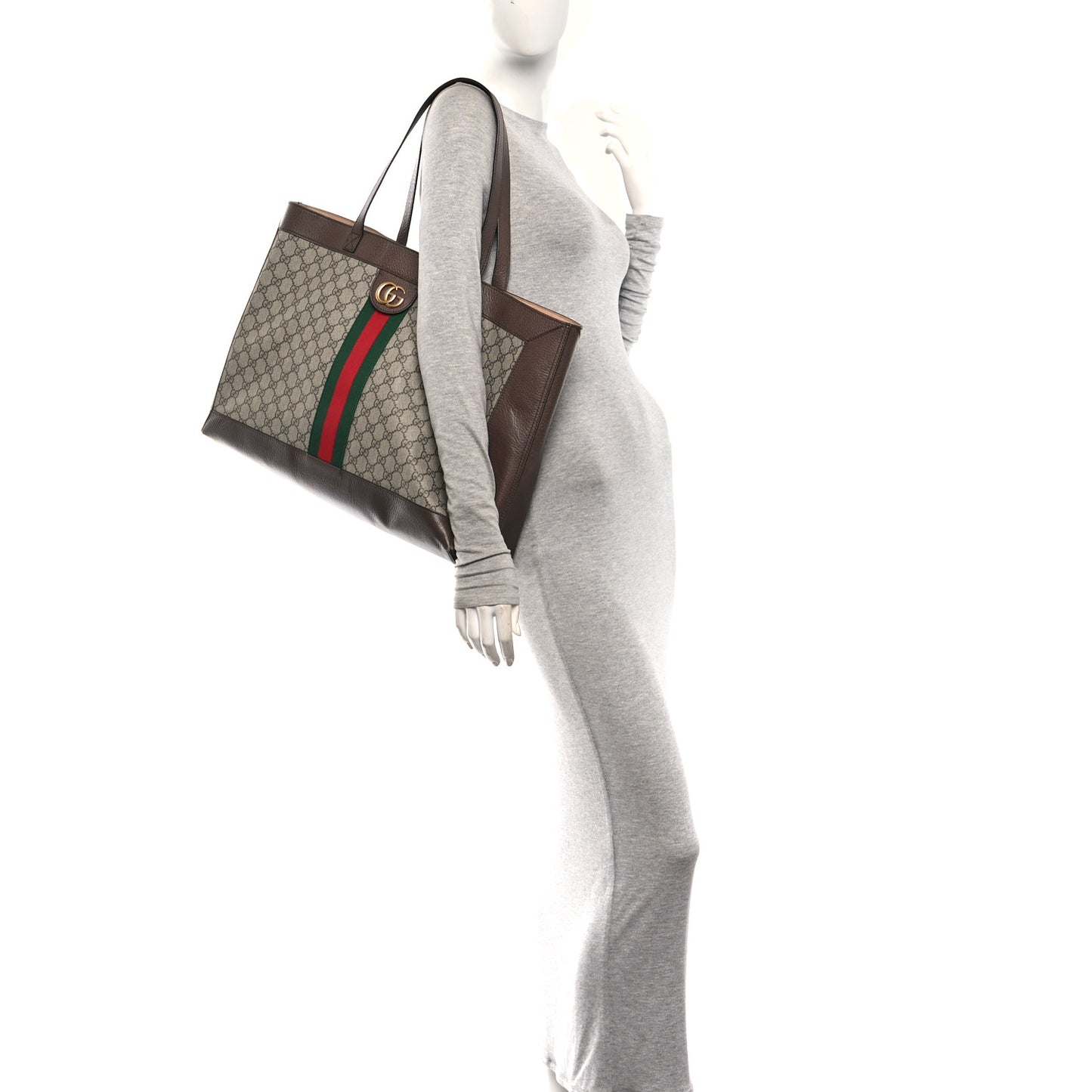 GG Supreme Monogram Web Ophidia Tote Brown