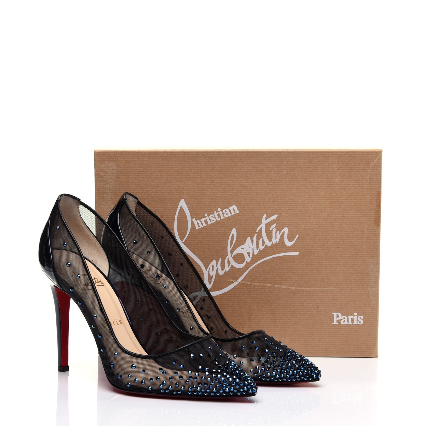Rete Specchio Crystal Strass Follies 100 Pumps 39.5 Blue