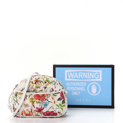 Gucci Canvas Flora Floral Trapuntata Mini Zumi Dome Shoulder Bag White 10 of 10