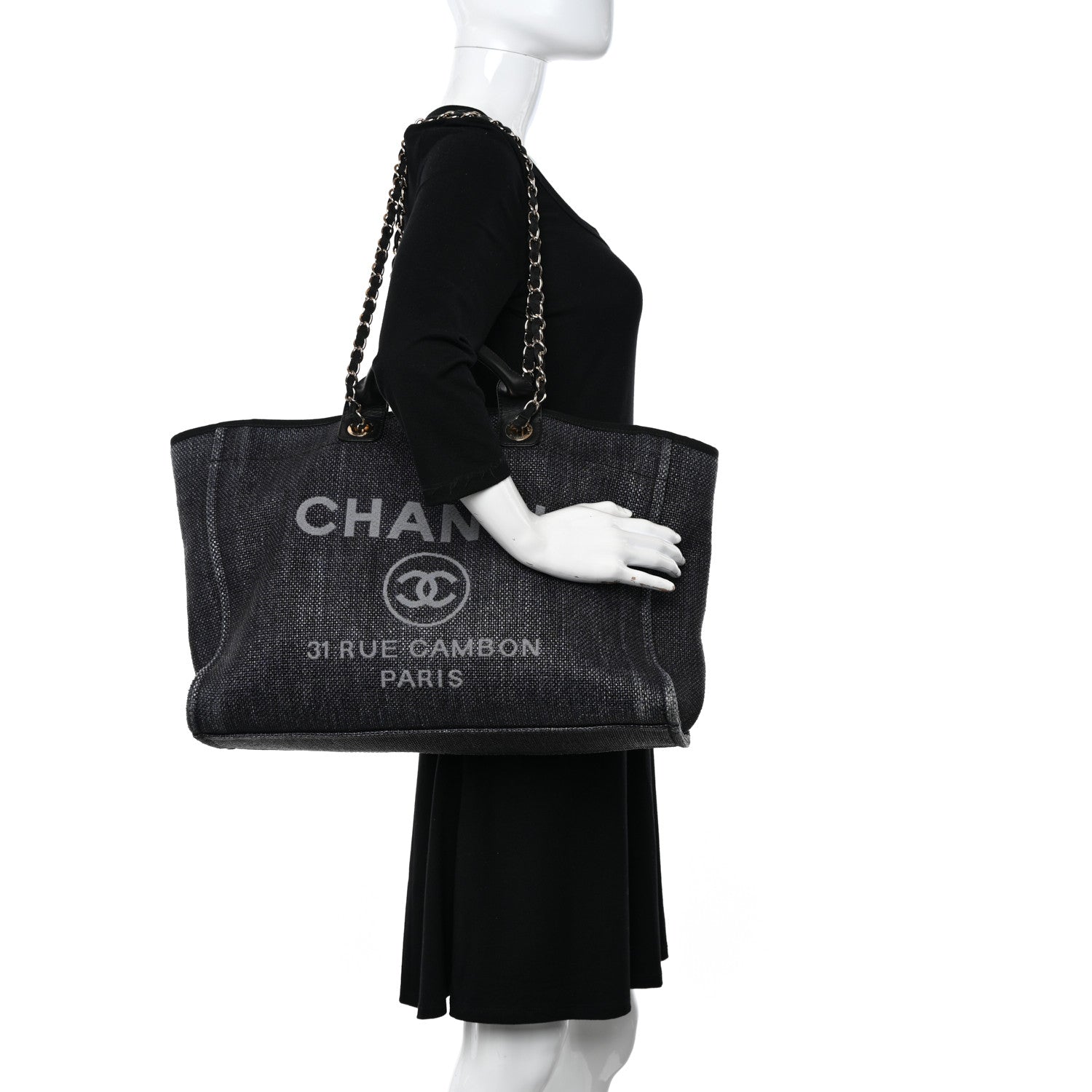Chanel Woven Straw Raffia Large Deauville Tote Dark Blue 2 of 11
