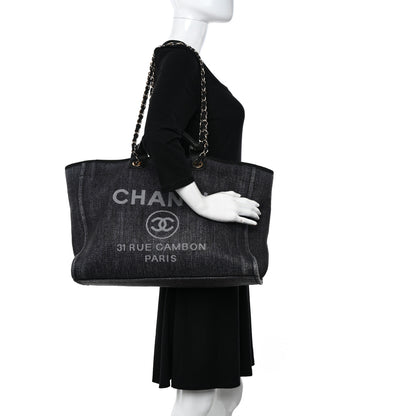 Chanel Woven Straw Raffia Large Deauville Tote Dark Blue 2 of 11