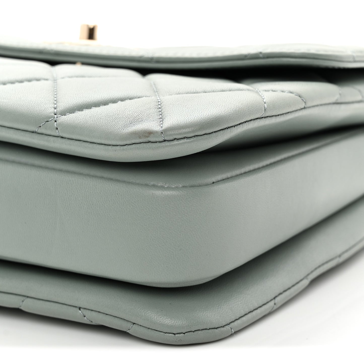 Lambskin Quilted Small Trendy CC Flap Dual Handle Bag Light Grey