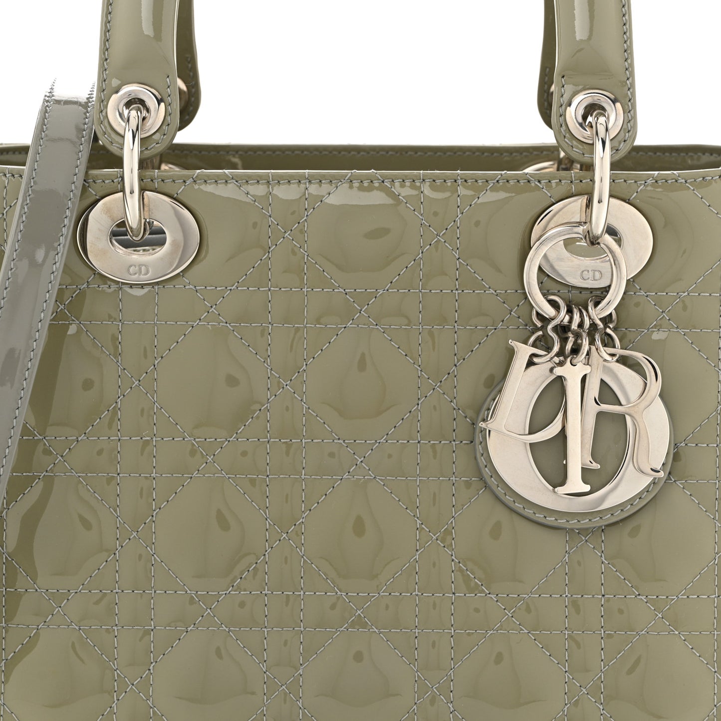 Patent Cannage Medium Lady Dior Grey
