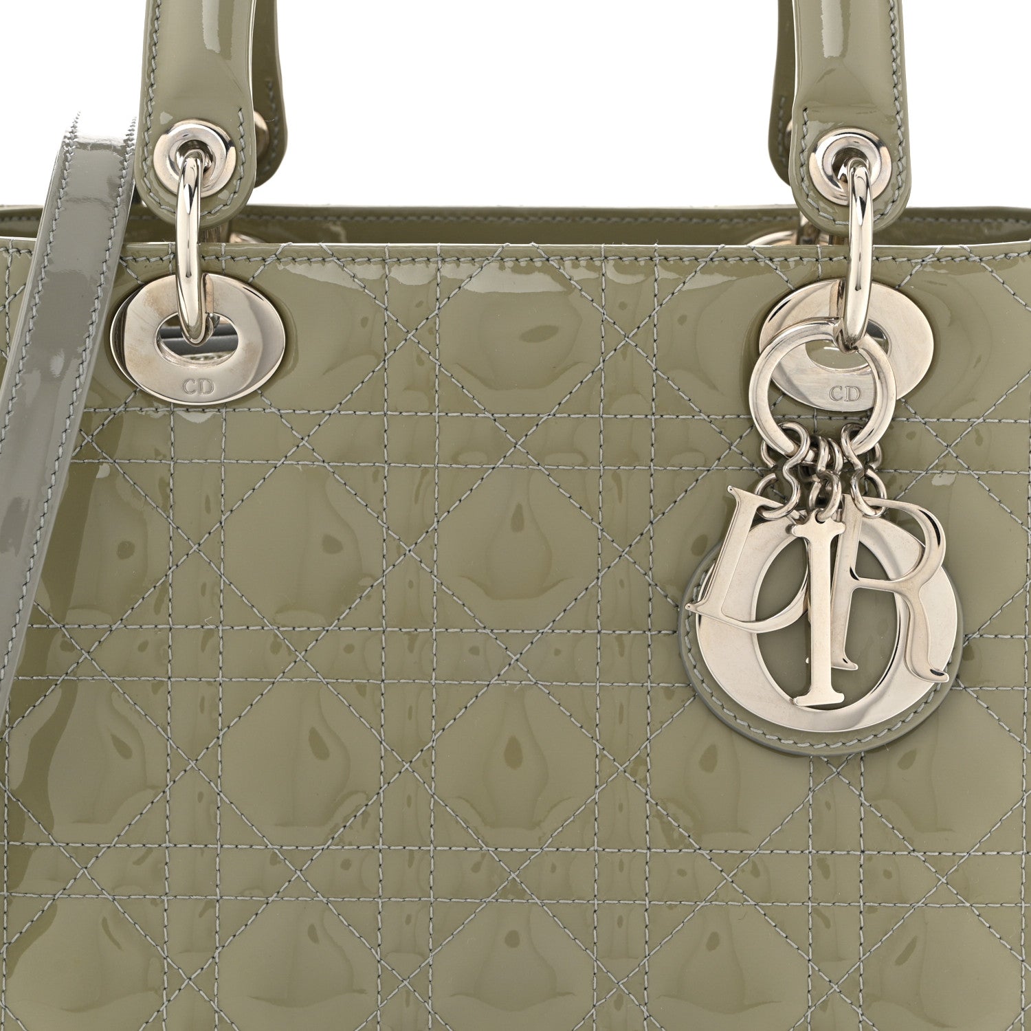 Christian Dior Patent Cannage Medium Lady Dior Grey 8 of 13