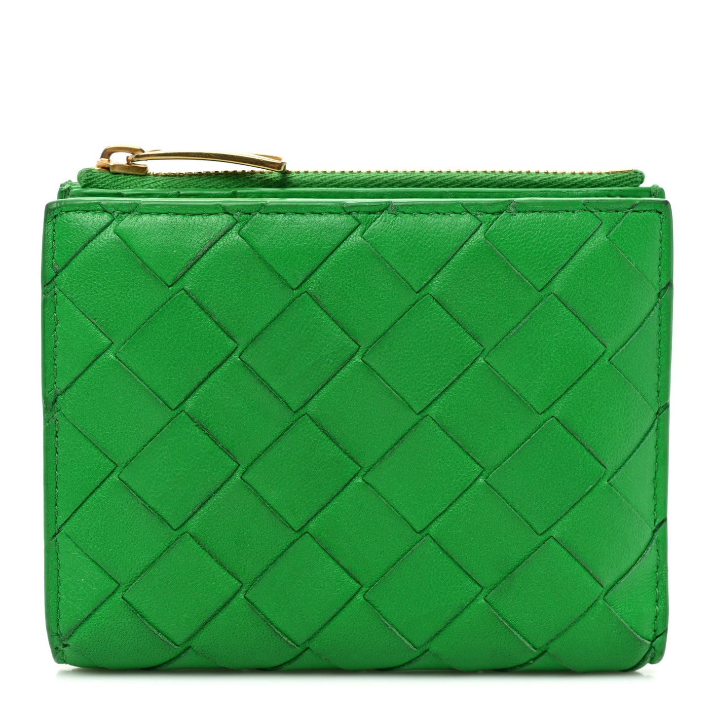 Nappa Intrecciato Bifold Zip Wallet Parakeet