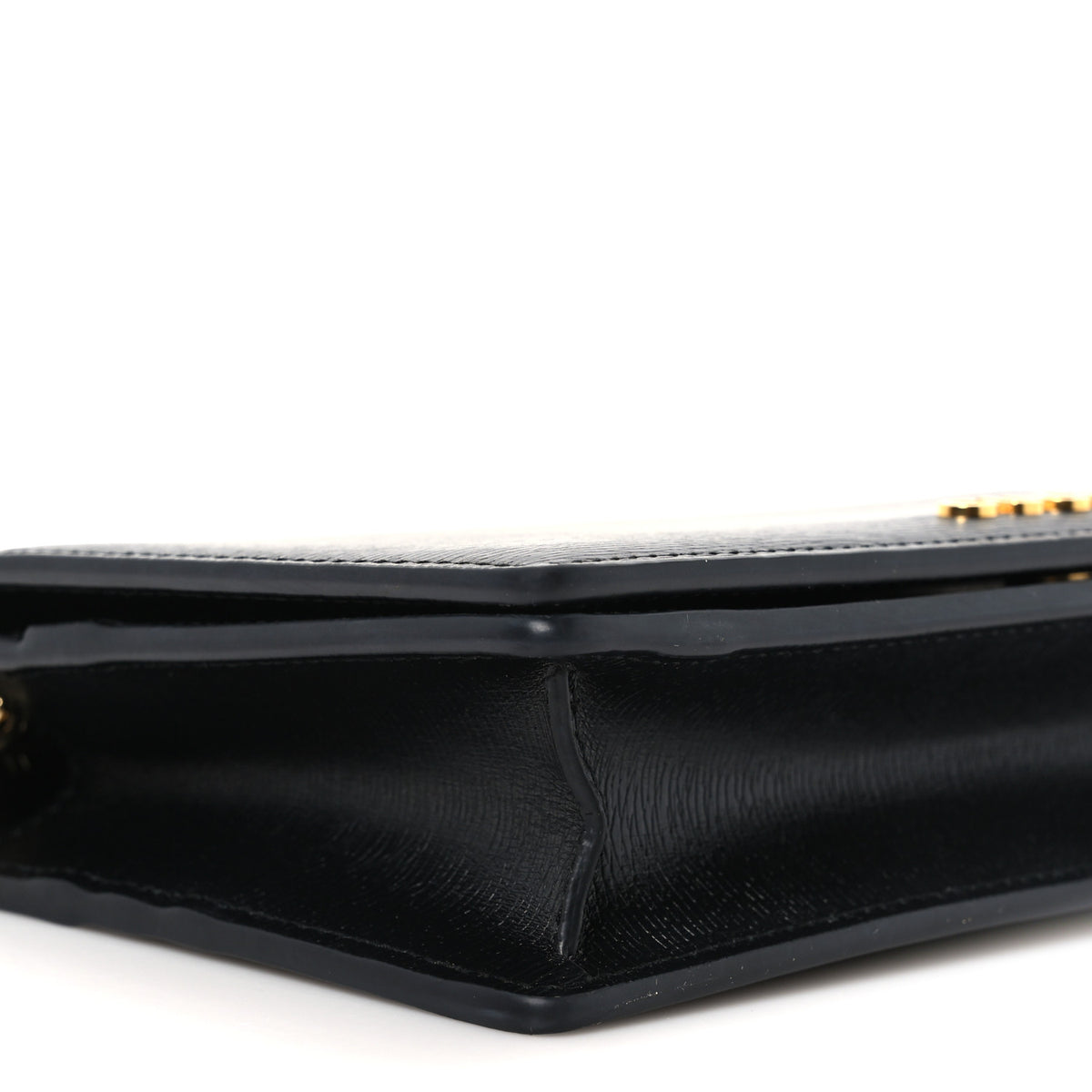 Gucci Textured Calfskin Script Logo Wallet On Chain Black 9 of 11