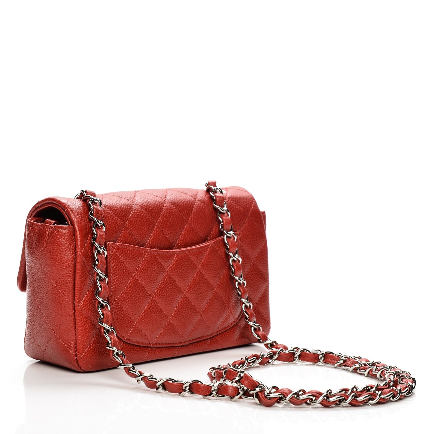 Caviar Quilted Mini Rectangular Flap Red
