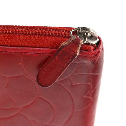 Chanel Lambskin Camellia Embossed Zip Around Organizer Wallet Red 13 of 16