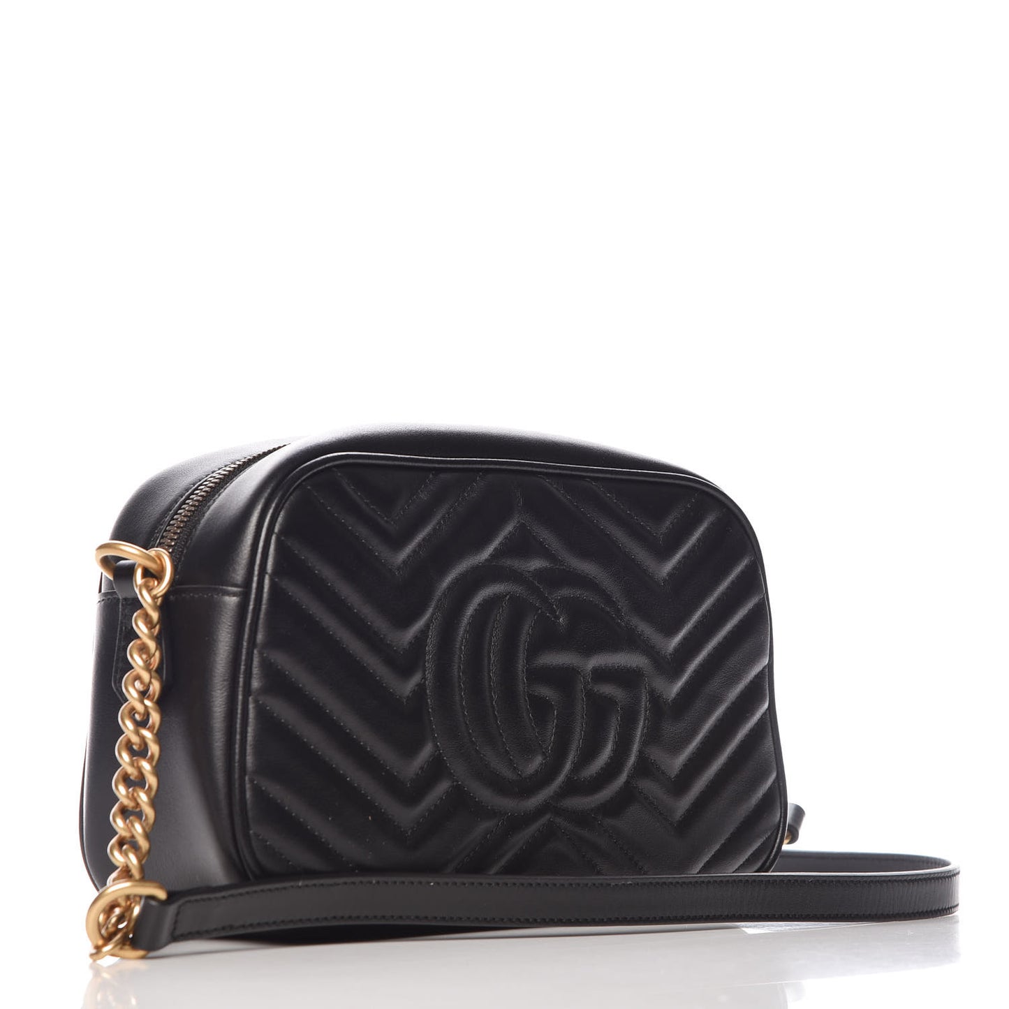 Calfskin Matelasse Small GG Marmont Chain Shoulder Bag Black