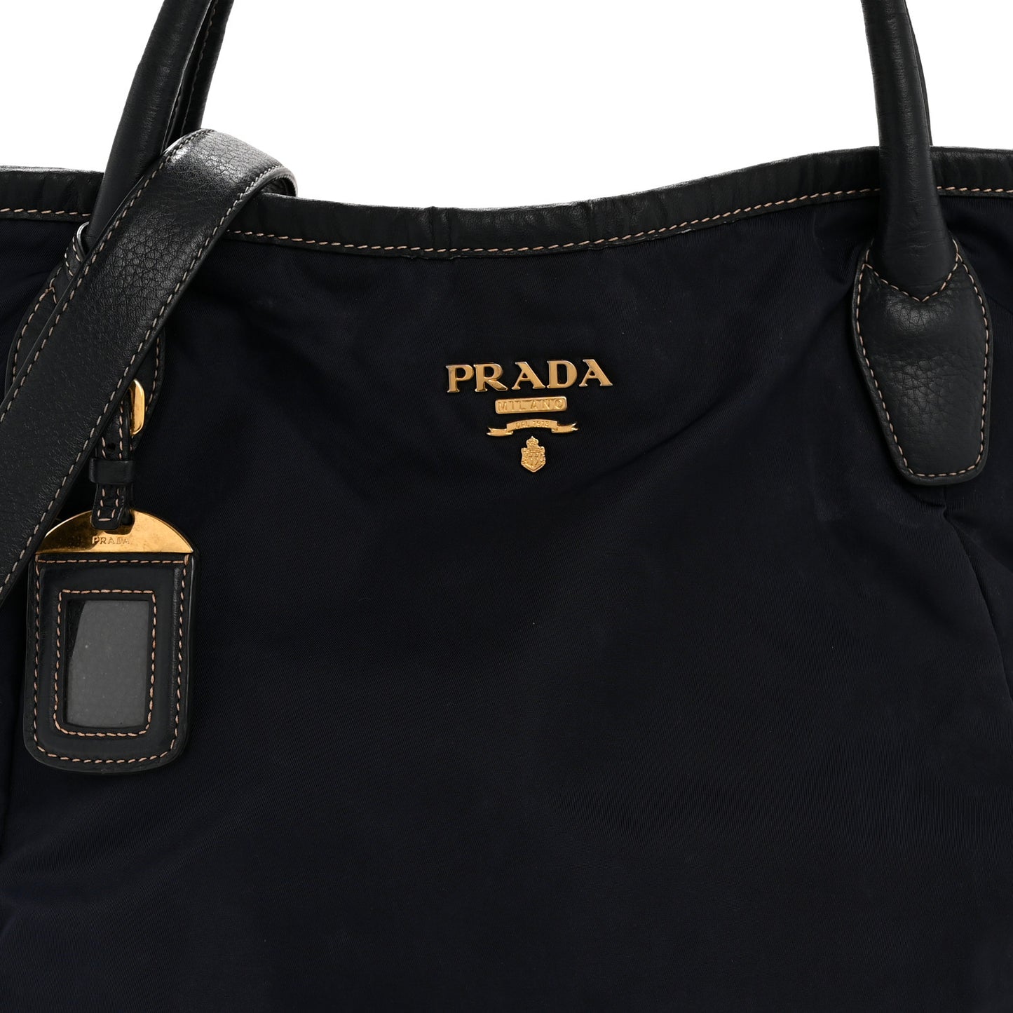 Tessuto Nylon Vitello Daino Tote Bleu