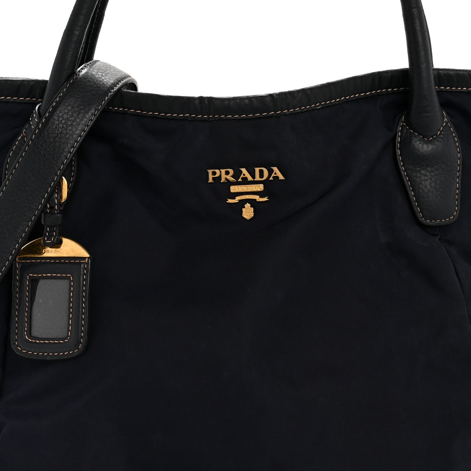 Prada Tessuto Nylon Vitello Daino Tote Bleu 8 of 15