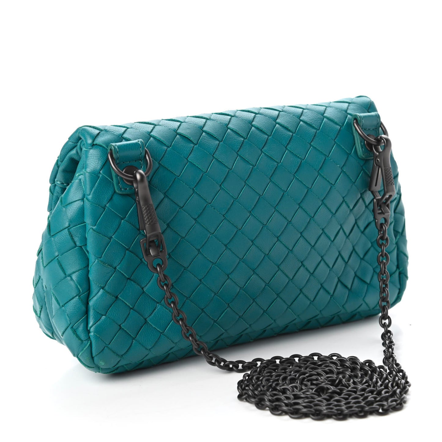 Nappa Intrecciato Mini Chain Messenger Aqua